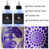 30ml/120ml Tattoo Transfer Gel Long Lasting Clarity Quick Dry Formula Natural Ingredient Non-irritating Mild Professional Stencil Transfer Solution