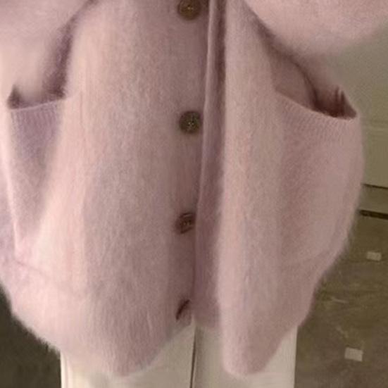 Women's Fuzzy Cardigan V Neck Button Down Oversized Fluffy Coat