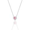 Серебряное ожерелье с бриллиантом и родием, модель с розовым цирконом и камнем в форме сердца