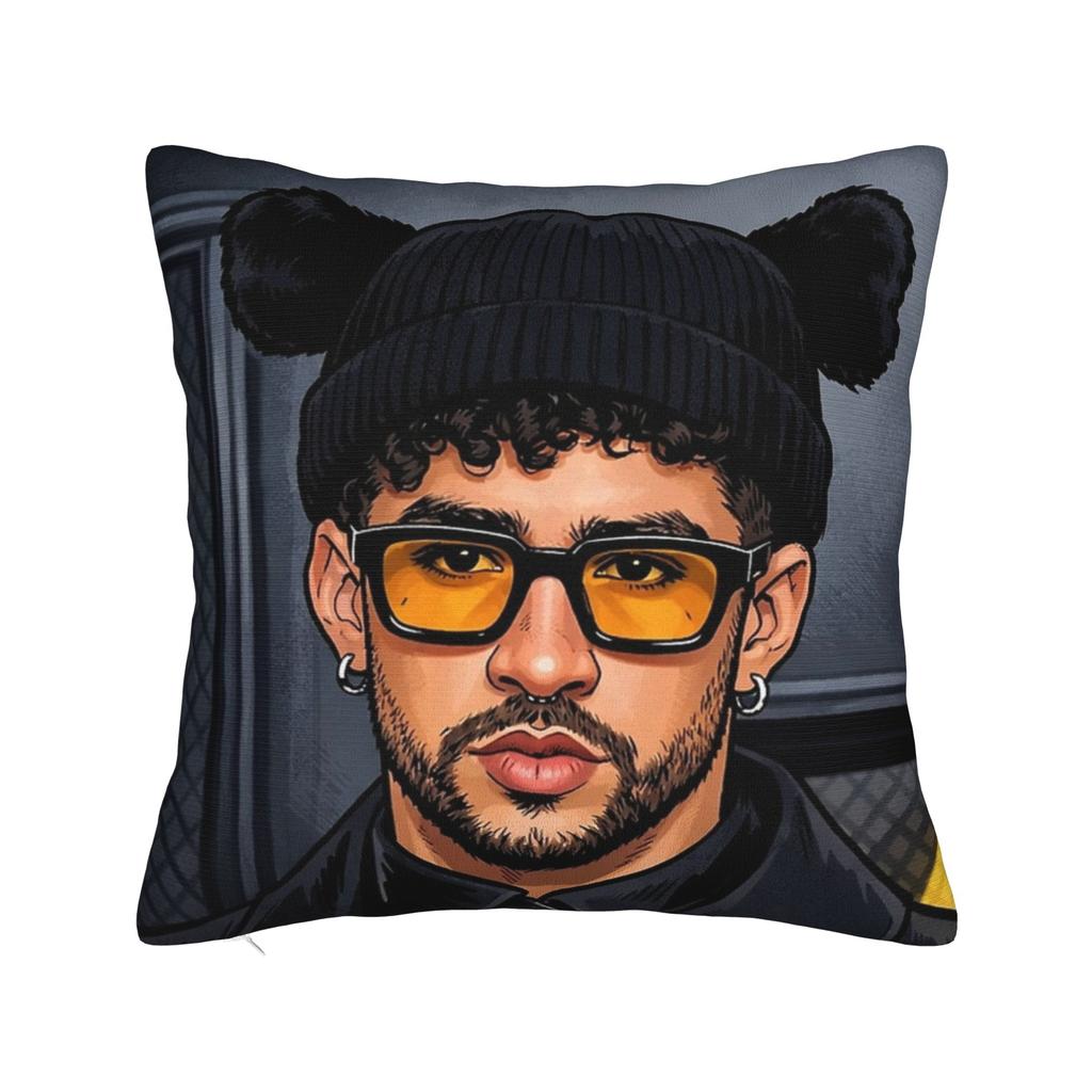 Singer Bad Bunny Pillowcase Doublesided Printing Polyester Cushion Cover Decorative  Throw Pillow Case Cover Home