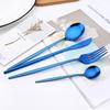 16 Pcs Mirror Black Gold Stainless Steel Cutlery Set Christmas Tableware Dinnerware Set Knife Spoons Cake Fork Home Silverware