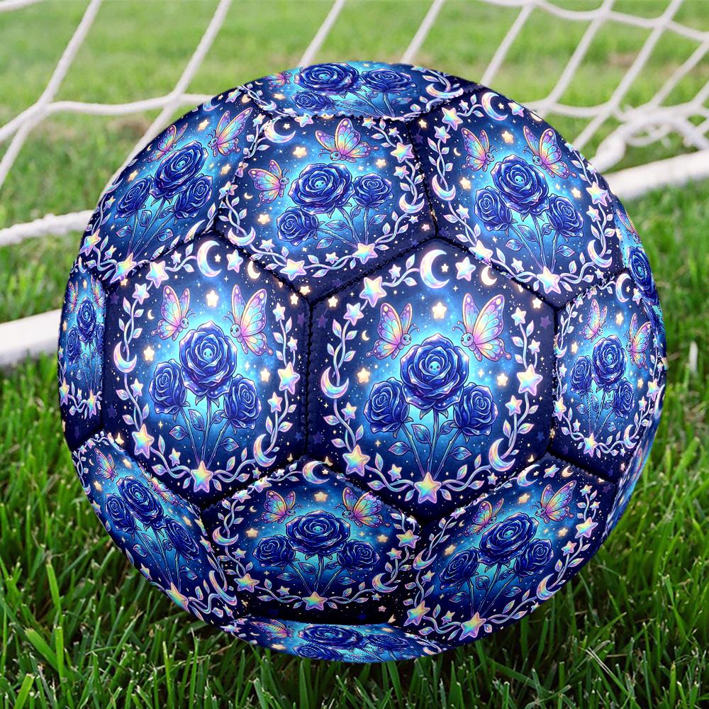1pc Galactic Roses Themed Soccer Ball, Size 5, Lightweight PVC Material, Outdoor Training Soccer Ball Gift. q62217