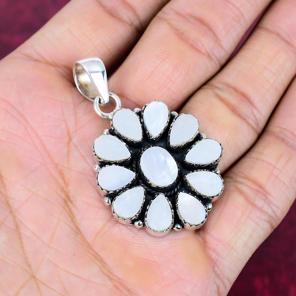 Подвеска из перламутра, подвеска из настоящего драгоценного камня, подвеска из цельного серебра 925 пробы, ювелирное изделие ручной работы, подарок на годовщину