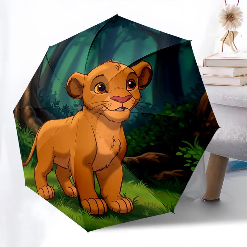 1 Auto Open Lion King, Simba Themed Colorful 8-rib Portable Umbrella for Men and Women, A Compact Commuting Companion Suitable for Daily Dri