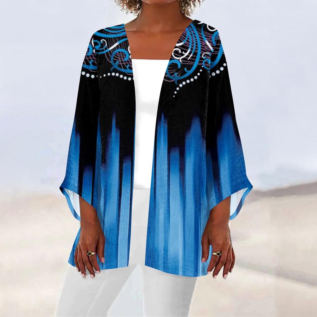 Женская повседневная модная легкая куртка средней длины с принтом в стиле ретро, ​​кардиган