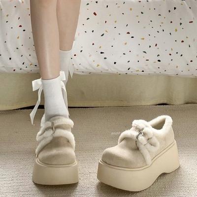 Флисовые маффины на толстой подошве, зимние хлопковые сапоги, женская новая маленькая теплая пушистая обувь