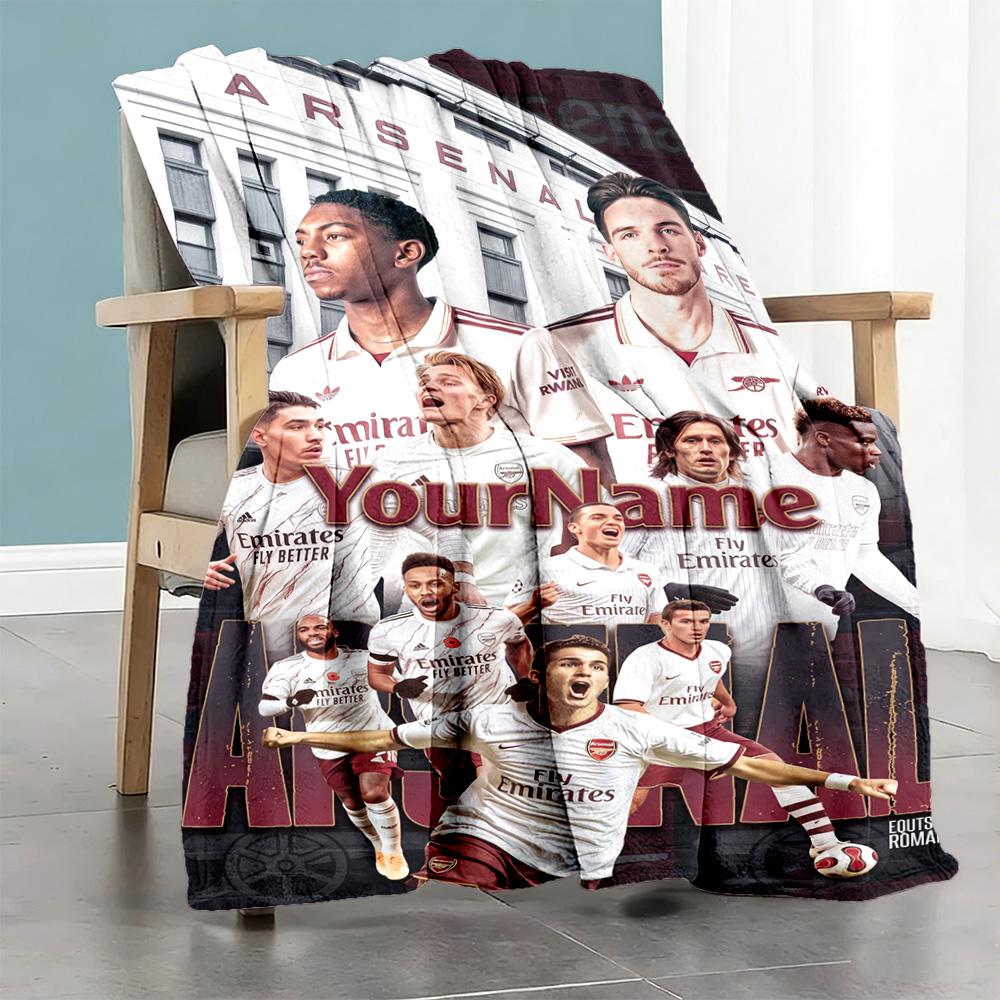 Arsenal Personalized Text Blanket Gift Customizable Blanket Warmthful Decor Great for Office Chair Seaside Picnics Couch Ideal for All Seasons