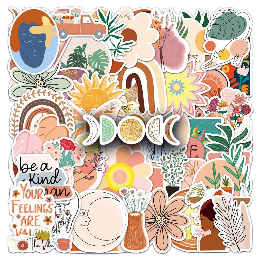 50 Bohemian Personalized Graffiti Small Fresh Nordic Style DIY Skateboard Suitcase Stickers Waterproof