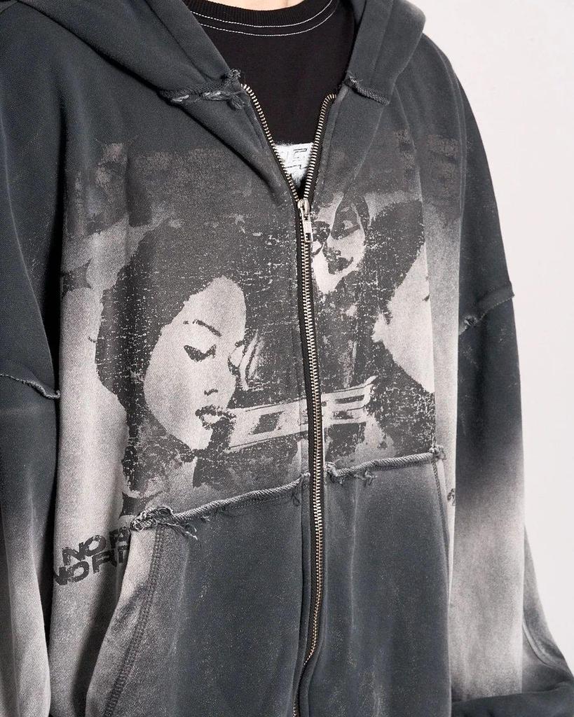 2025 Cross-Border Hooded Cardigan: Unisex Dark Print Streetwear Sweatshirt