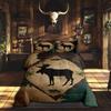 Набор одеяла и наволочек Lodge Cabin King Size, Дикие оленьи рога, Сосны, Ретро клетка