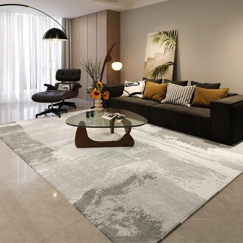 Scandinavian Black  White Geometric Rug Non-Slip High Density Carpet for Modern Living Room Bedroom Office Home Decoration Mats
