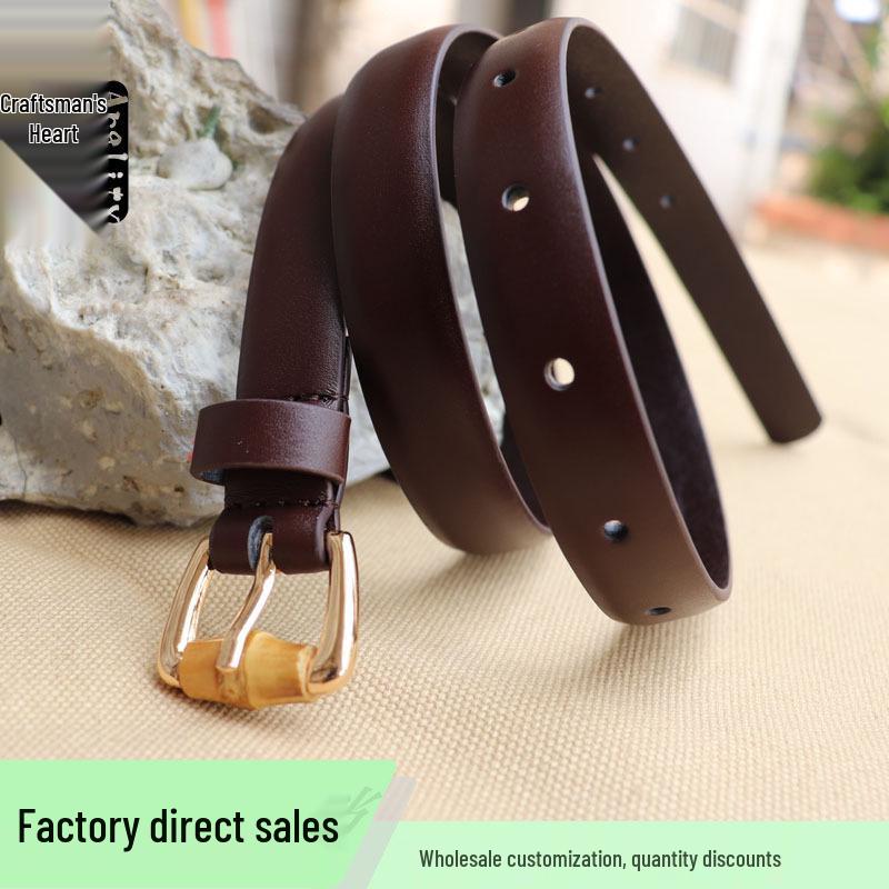 Женский винтажный ремень из натуральной кожи - Универсальная поясная цепочка для джинсов и повседневной одежды