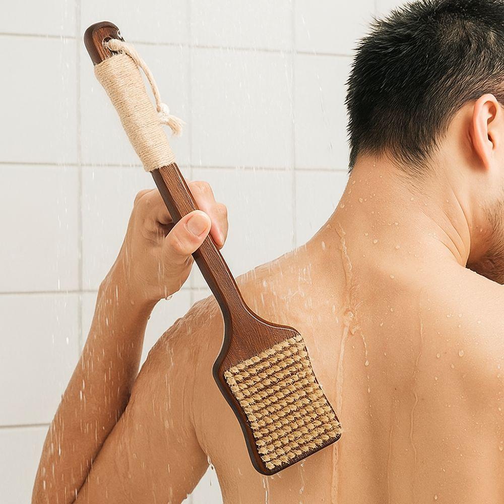 Wood Long Handle Brush Soft Bristles Back Scrubber Bath Exfoliating Brush  Bathroom Tools