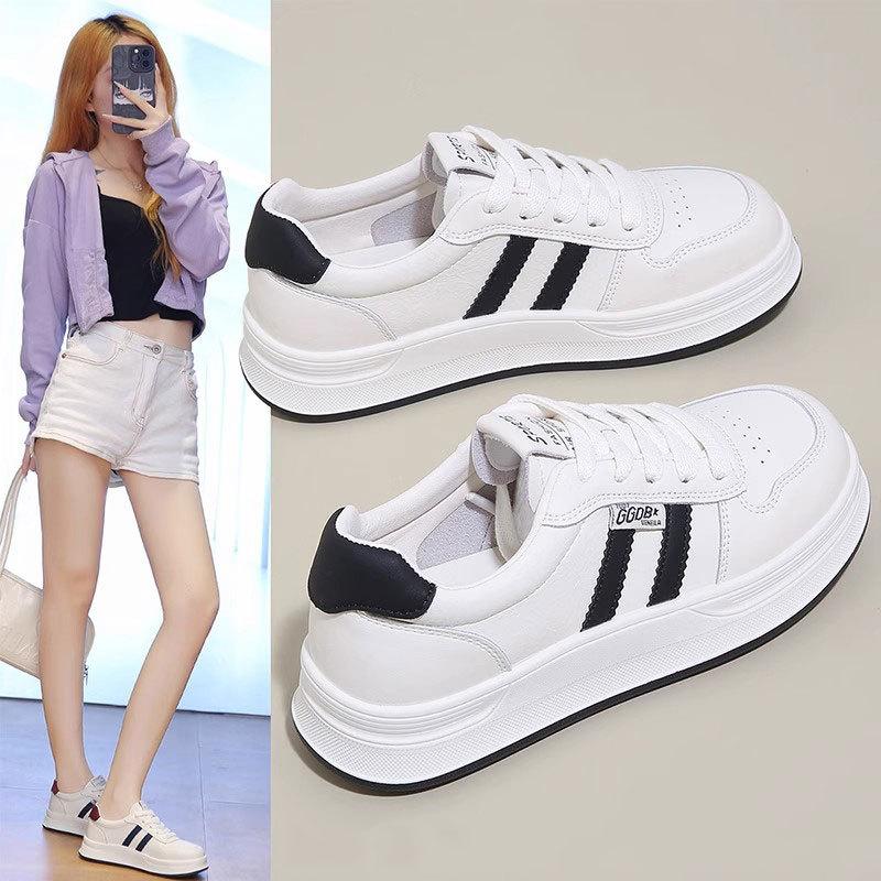 Thick-soled Leather Little White Shoes Children's Autumn New Versatile Students Lightweight Sports and Leisure Board Shoes