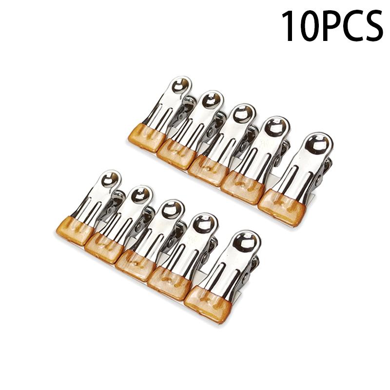 10Pcs Stainless Steel Clothes Peg Household Multipurpose Sealing Clips Windproof Non Slip No Trace Fixed Clamp Airing Clothespin