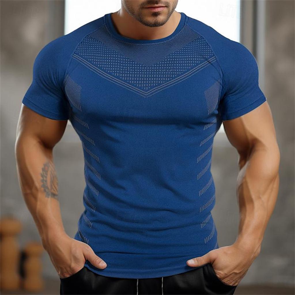 Tight Fitting Sports And Fitness Short Sleeved Round Neck T-Shirt