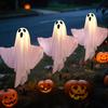 Waterproof Solar Ghost Lights with Playful Face Design LED Ghostly Ground Lamps Outdoor Halloween Decorations for Yard Garden Pathway