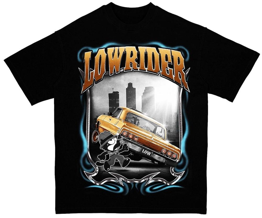 Низкопосаженная Impala OG Cat Мужская Тяжелая Печать На Футболке Shaka Wear Унисекс Футболка
