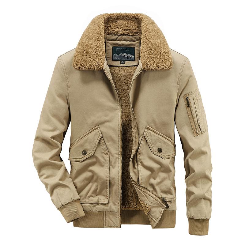 Мужское зимнее пальто из овечьего бархата и хлопка, повседневное утолщенное молодежное пальто из хлопка, шерстяной воротник, куртка с хлопковой подкладкой
