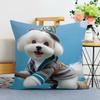 Pet Dog Print Decorative Pillowcase Bedroom Living Room Square Cushion Pillowcase