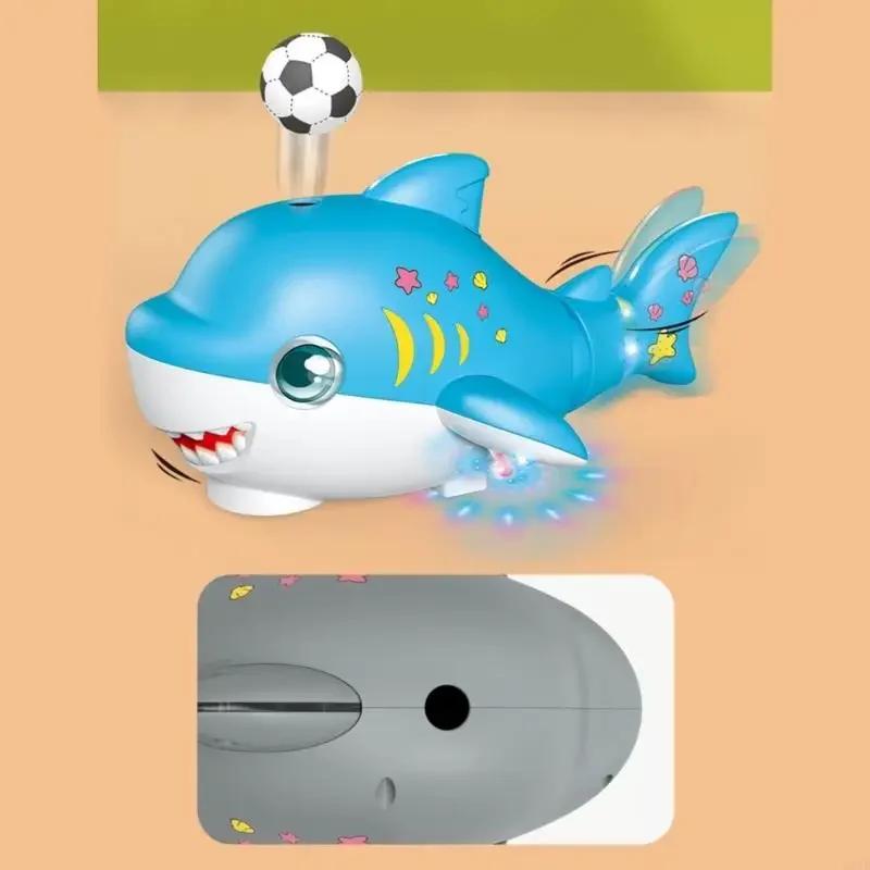 Non-Toxic Electric Shark Model Car Blowing Ball Robot Swing Tail Led Lights Music Interactive Entertainment Toys For Kids Baby Children