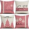 New Pink Cartoon Christmas Linen Pillow Case Sofa Cushion Household Supplies Pillow Case