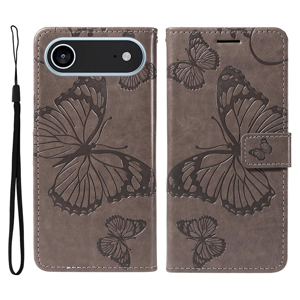 For iPhone 17 Air Wallet Case Floral Butterfly Imprinted Leather Phone Cover Stand