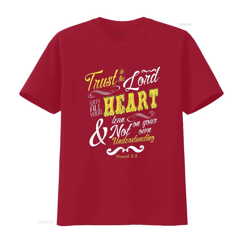Trust In The Lord With All Your Heart Bible Verse T Shirt vintage Washed Stretched Soft Comfortable Top For Everyday Wear