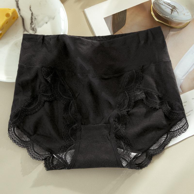 Women's Underwear Cotton Antibacterial Crotch Mid High Waist Panties Lace Edge Large Size Briefs Soft Design for Girls