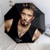 1 шт. Автоматический зонт Johnny Hallyday - Подходящий для путешествий, улицы, портативный зонт, Подарок на день рождения, Ежедневные принадлежности