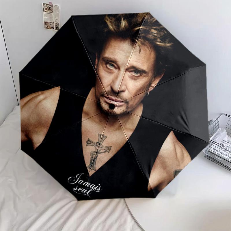 1 шт. Автоматический зонт Johnny Hallyday - Подходящий для путешествий, улицы, портативный зонт, Подарок на день рождения, Ежедневные принадлежности