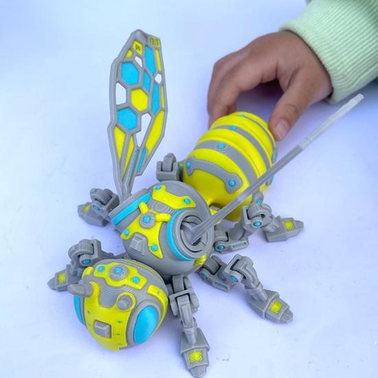 3D-печатная механическая фигурка пчелы, Коллекционный киберпанк-осиный орнамент с подвижными суставами, Арт-игрушка-антистресс для стола в виде шарнирного насекомого