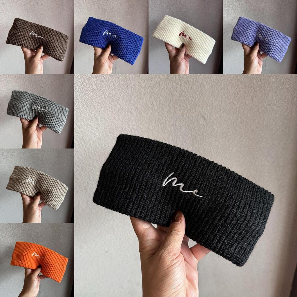 Вязаная эластичная повязка на голову в корейском стиле с буквенными украшениями для повседневного использования женщинами и мужчинами