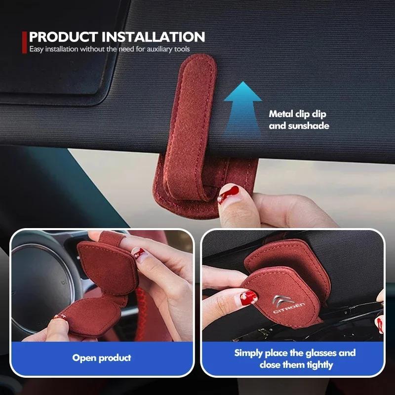 APS2   Car Sun Visor Eyeglass Hanger Clip Glasses Storage Holder For Citroen C4 C3 C5 C1 C2 C6 VTS C4L DS3 DS4 DS5 Grand Berlingo