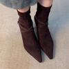 Модные ботильоны для женщин на высоком каблуке с острым носком, модная обувь, зимнее платье, элегантные туфли-лодочки, 2025 новый дизайнерский люксовый бренд, женские ботинки