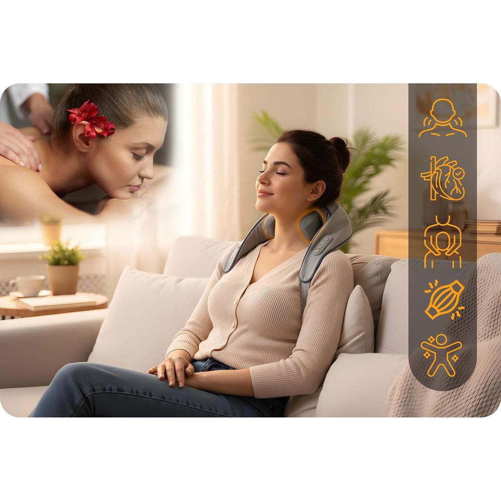 Shiatsu Back Neck & Shoulder Massager With 3 Modes, Heating, Cordless, Neo-Sport