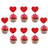 12pcs Red Heart I Love you XOXO Cake Toppers Valentines Day Cupcake Picks Wedding Engagement Birthday Party Cake Decoration