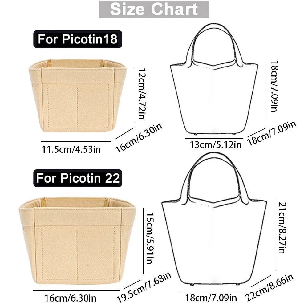 Felt Bucket Bag Internal Bag Large Capacity Multi-Pocket Purse Liner Storage Organization Portable for Picotin18/22