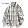 Cozy Up Men Western Flannel Plaid Shirt Snap-on Button