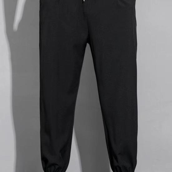 Мужские брюки из ледяного шелка, прямые, тонкие боковые карманы, на шнурке, эластичная талия, большие размеры, свободные, быстросохнущие, однотонные, быстросохнущие, для тренировок в тренажерном зале, для бега