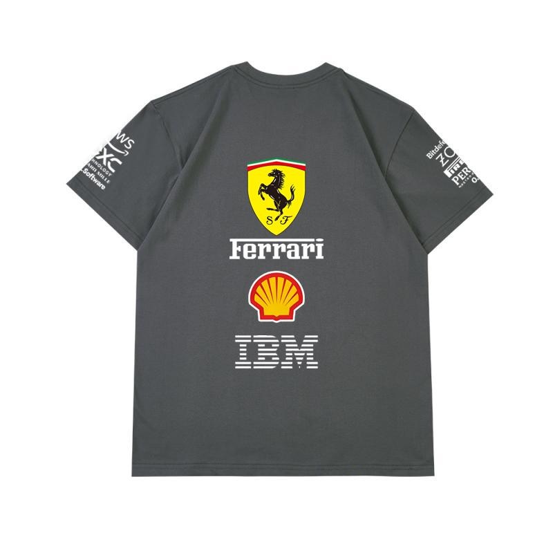 Парные Оверсайз Футболки Ferrari F1 Racing Классический Принт Логотипа Спонсора Короткий Рукав Мотоспорт Повседневная Уличная Одежда