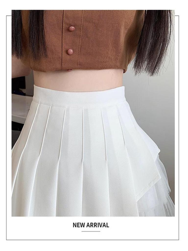 Женская юбка-миди с высокой талией, из сетки с нерегулярными складками – А-силуэта, короткая юбка для весны/лета 2024