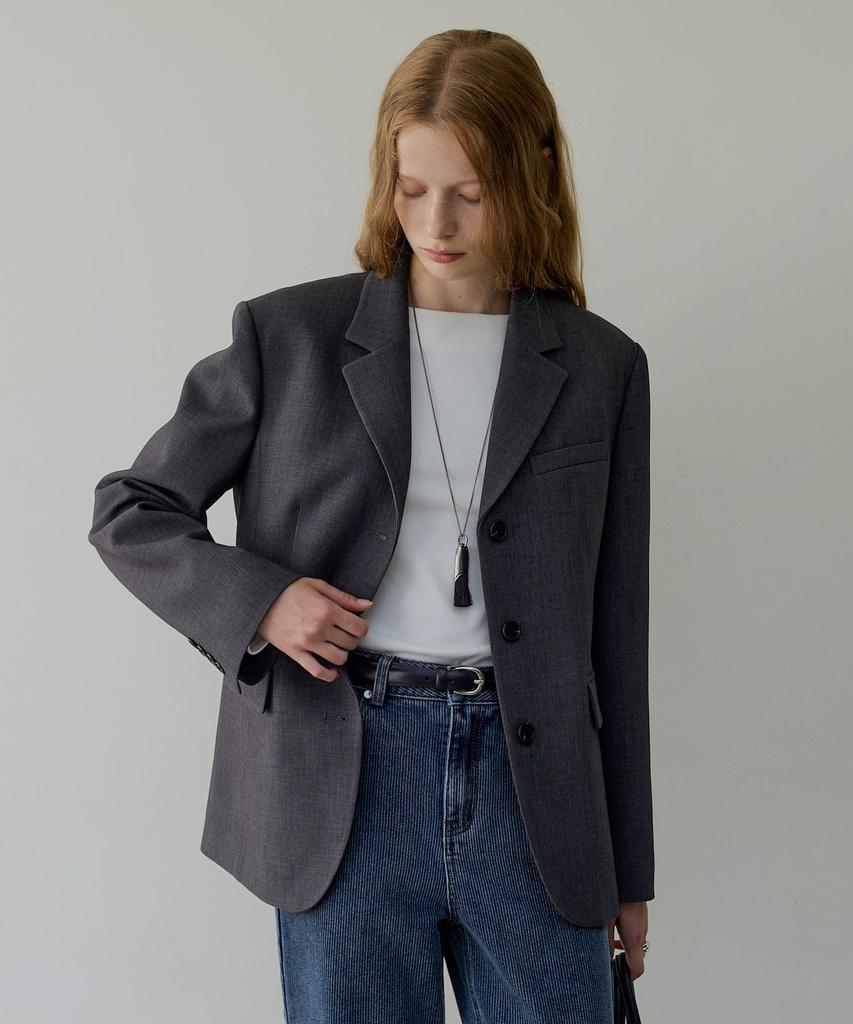 ARTID Wool Belted Single Jacket_Charcoal