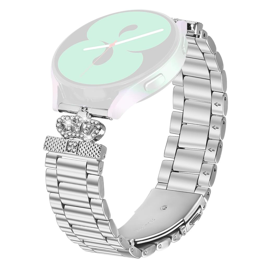 For Huami Amazfit GTS 4 Mini Stainless Steel Strap Crown Shape Rhinestone Decor Silver Watch Band