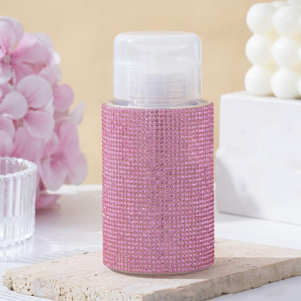 Sparkling Press Type Storage Bottle Creative Nail Polish Remover Container Manicure Tools
