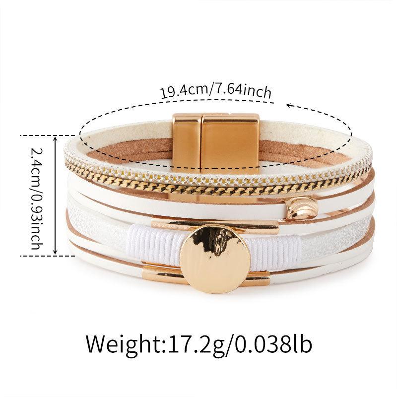 Винтажный плетеный кожаный браслет со стразами для женщин, богемный многослойный широкий браслет, ювелирные изделия для вечеринок, подарки