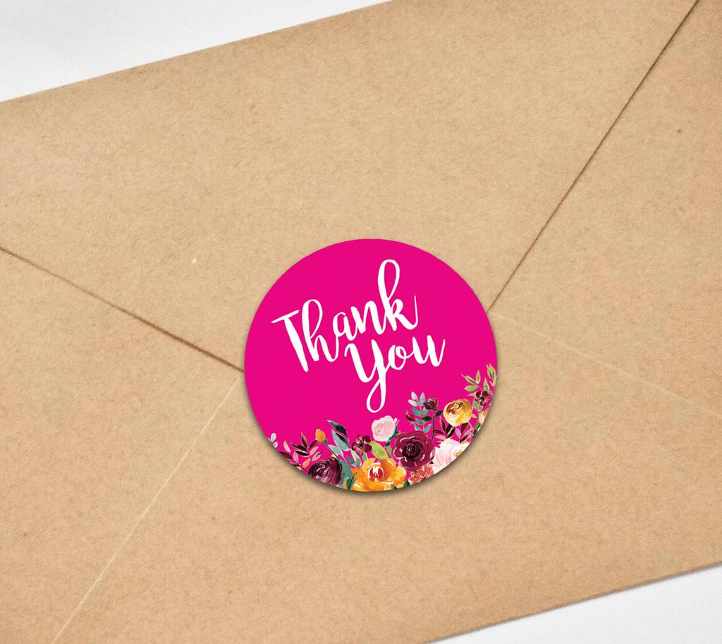 Darling Souvenir ботаническая цветочная рамка 1,6 дюйма фуксия розовая круглая нестандартная благодарность наклейки-45