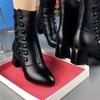 Мягкая кожа тонкие ботинки короткие ботинки женские осенне-зимняя мода средний каблук средняя голень хлопковые туфли бархатные мягкая подошва материнские короткие ботинки