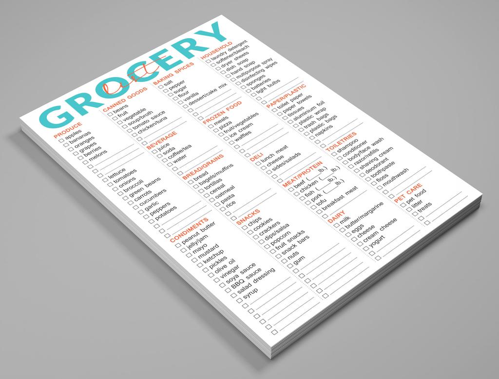 Inkdotpot Магнитный блокнот для списка покупок, пустой список покупок, портативный размер 6 x 9 дюймов - 54 страницы, еженедельные покупки продуктов