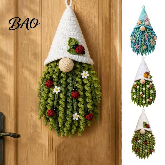Personalized Handmade Welcome Sign DIY Crochet Gnome Door Hanger Kit, 3D Faceless Wall Complete Yarn Set for Beginners Hanging Craft Set, Starter Kit